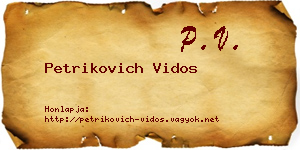 Petrikovich Vidos névjegykártya
